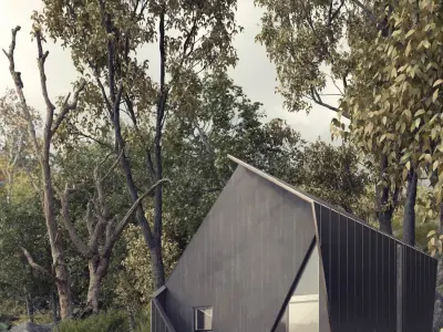 Cabin house on edge of cliff 3D model
