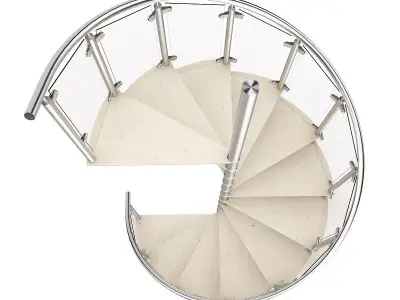 Wooden Spiral Stairs 4 3D model