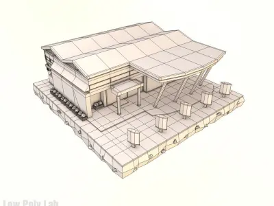 Cartoon Supermarket City Building Low-poly 3D model