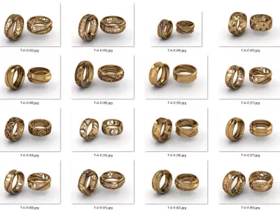 alans ring 48 pieces drawing 3d rihone drawing ring 3D print model