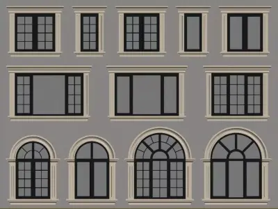 French Retro-Style Doors and Windows 3D model