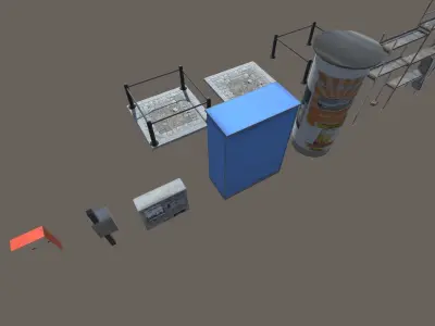 Vintage Street Props Low-poly 3D model