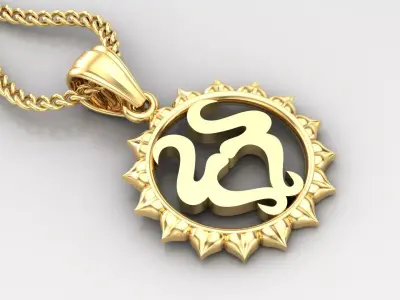 Sun Taurus Light Gold Pendant Version 7 3D print model