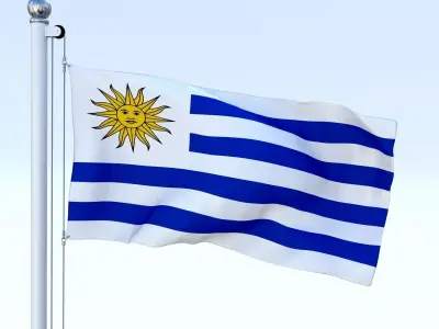 Animated Uruguay Flag Low-poly 3D model