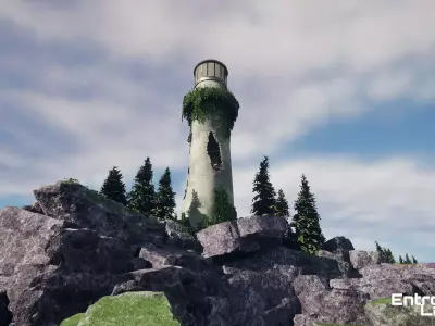 Abandoned Lighthouse Island - Unreal Engine  Low-poly 3D model