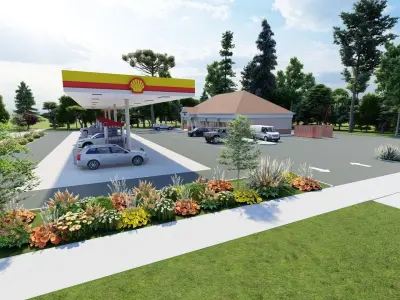 Small Shell Gas Station 3D model