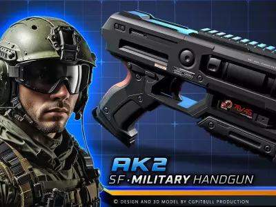 AK2 - HandGun Low-poly 3D model