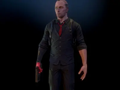 Cyberpunk detective Low-poly 3D model