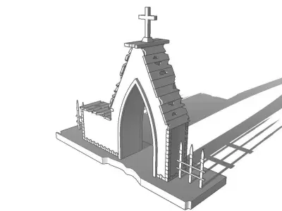 Entrance to the cemetery 3D  Entrada al cementerio  Low-poly 3D model