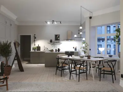 Nordic Living room  Realistic 3d scene 3D model