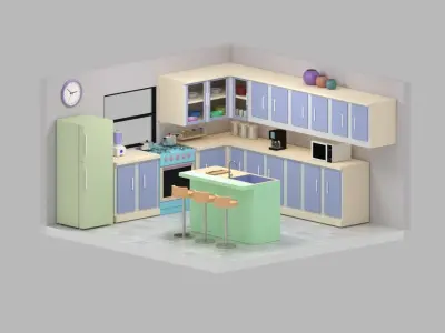Kitchen Low-poly 3D model