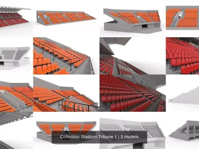 Collection Stadium Tribune 1 3D Model Pack