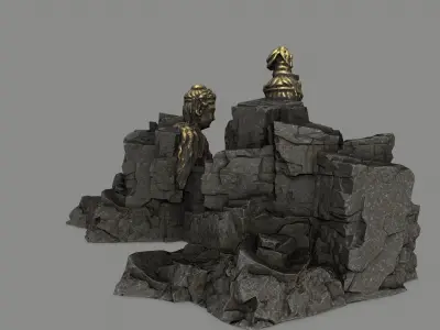 rocks buddha gate  Low-poly 3D model