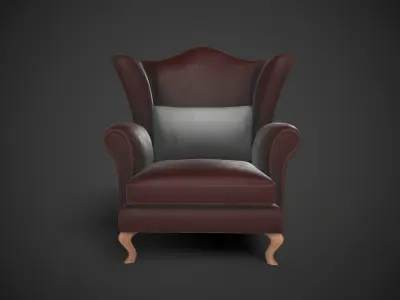 Wingback Chairs 006 Low-poly 3D model