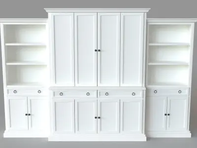 Cameo 4-Piece White Storage Bookcase Entertainment Center 3D model