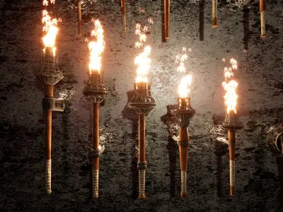 Ultimate Torches package  50 Variations Low-poly 3D model