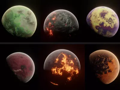 Planets Space Ready to game Low-poly 3D model