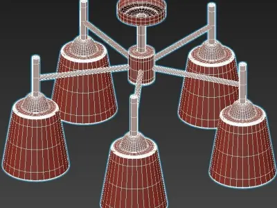 fresco five light chandelier gold 3D model