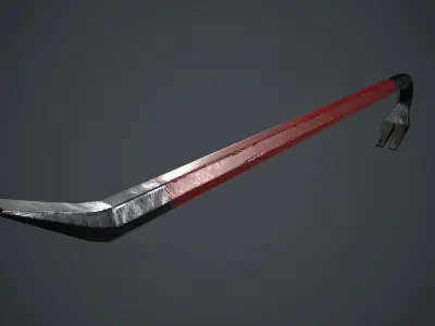 Crowbar PBR Game Ready hockey stick with handle Low-poly 3D model