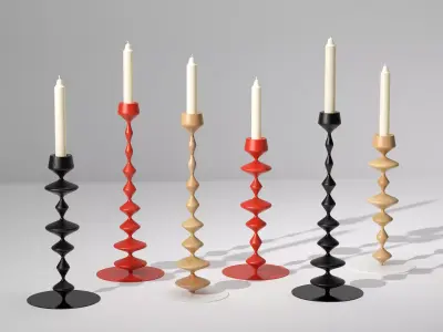 Wooden Candlesticks Free 3D model