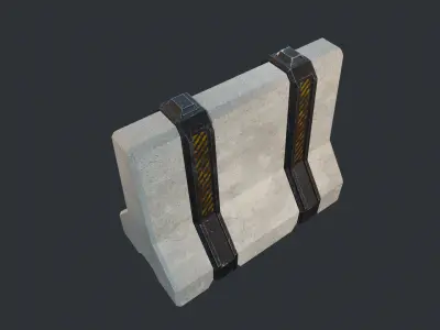 Scifi Concrete Barrier Low-poly 3D model