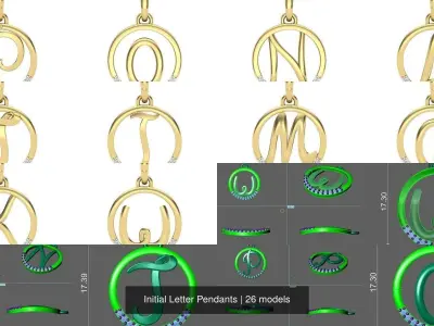 Initial Letter Pendants 3D Model Pack