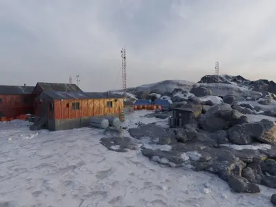 Antarctic research station Low-poly 3D model