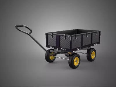 GARDEN STEEL MESH TRAY WHEELBARROW DUMP WAGON CART TROLLEY CARGO 3D model