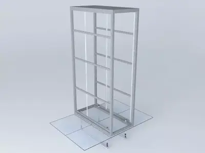 Data Center cabinet with Seismic underfloor bracing 3D model