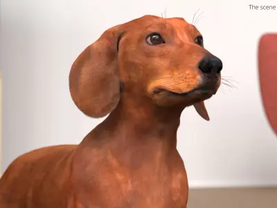  Smooth Dachshund Dog with Red Coat Fur for Maya 