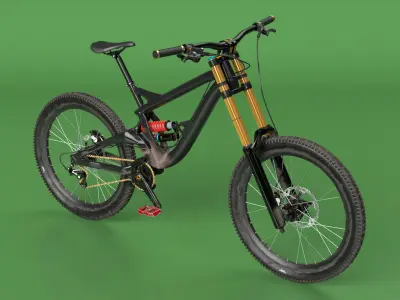  Mountain Bike with Full Suspension Rigged for Cinema 4D 