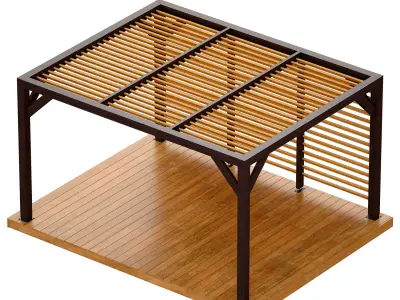 Wooden Rack Gazebo Pergola 3D model