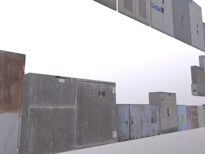 21 Electric Box Asset in one map Low-poly 3D model