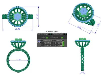 Women Ring  Render 3dm STL OBJ FBX Details 3D print model 373
