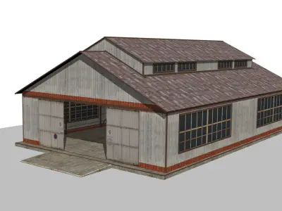 Warehouse house Low-poly 3D model