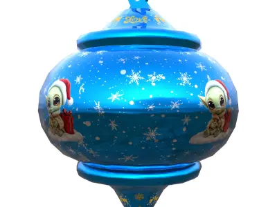 Charming Baby Holiday Blue Bauble 3D Model  PBR Only Quads Low-poly 3D model