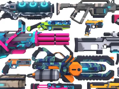 CB Sci-Fi Gun Pack Complete Low-poly 3D model