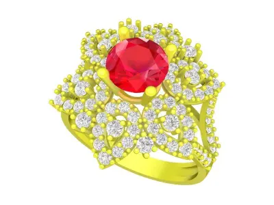 Luxury Floral Halo Ring 3D Model 6065 3D print model