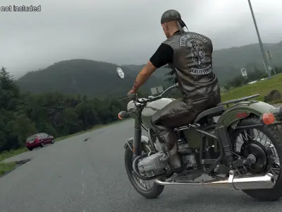  Classic Retro Motorcycle with Rider 