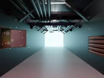 WalkWay hallway with pipes and lights Texture