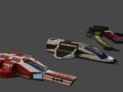 Low Poly Fighter Space Ship Low-poly 3D model