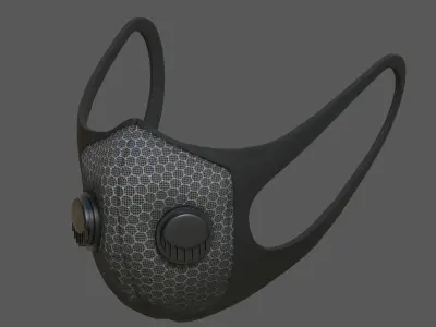 Gas mask 3d model military combat fantasy fabric  Low-poly 3D model