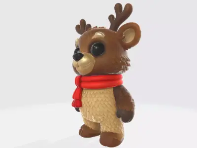 Winter Fawn Companion Character  Low-poly 3D model