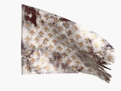 Royal French Flag until 1792 Low-poly 3D model