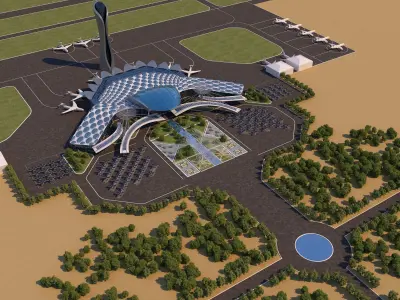 4 Scenes Projects - Architecture Airports - 2021 - Collection 01 3D Model Pack