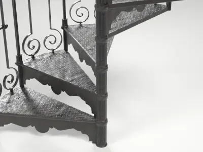 Wrought Iron Spiral Staircase Low-poly 3D model