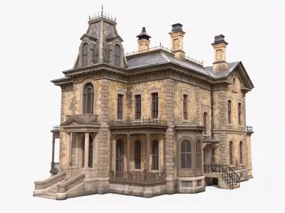 Abandoned Victorian House Low-poly 3D model