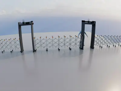 3D Accordion Barrier 10 meters can be added in sections Low-poly 3D model