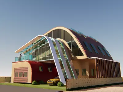 4 BHK VILLA CONCRETE SHELL  Low-poly 3D model