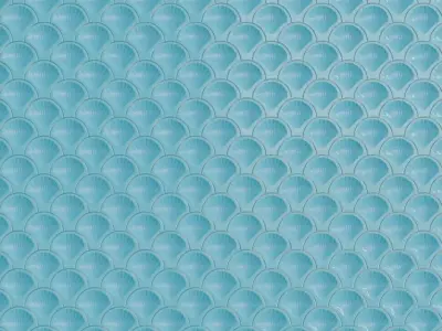 Green Teal Fan Pattern Fish Scale Ceramic Tiles PBR Seamless Texture